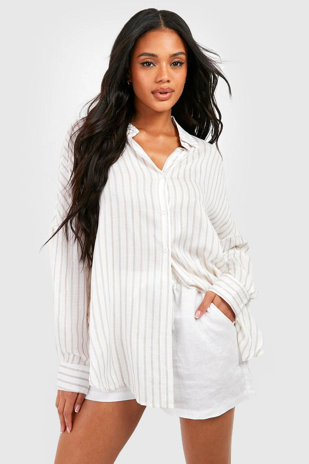 Chemise Oversize Rayée Fendue Sur Les Côtés – Image 3