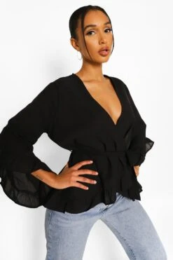 BOOHOO Chemisier Cache-cœur Volanté