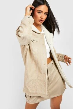 BOOHOO Veste En Velours Côtelé Avec Col En Polaire