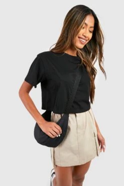 Crop Top Basique à Manches Courtes