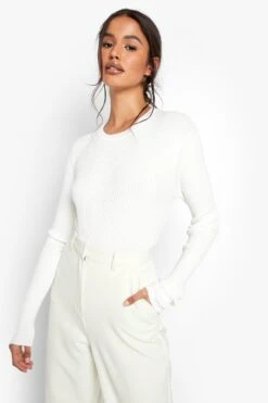 Body En Maille Côtelée à Col Rond