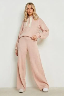 Pantalon Large CÎtelé à Inscription Woman