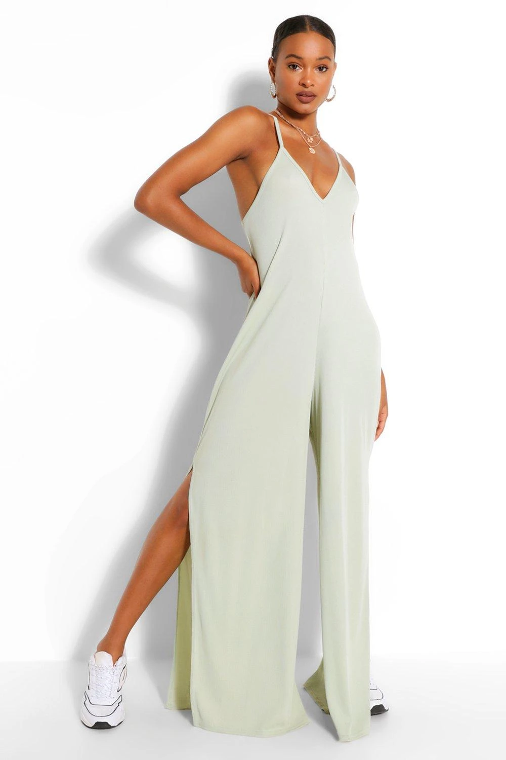 Combinaison Oversize Côtelée à Fentes