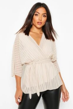 Chemisier Cache-cœur Ceinturé à Rayures