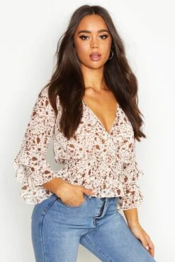 Chemisier à Fleurs Et Volants