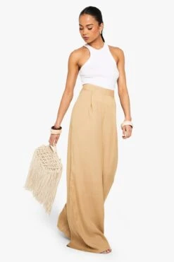 Pantalon Large Décontracté Effet Lin