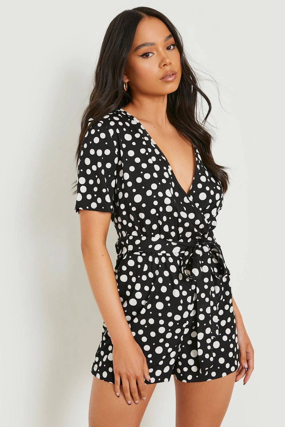 Petite - Combishort Croisé à Imprimé Pois