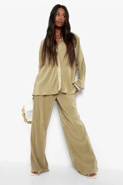 Pantalon Flare Effet Plissé Premium