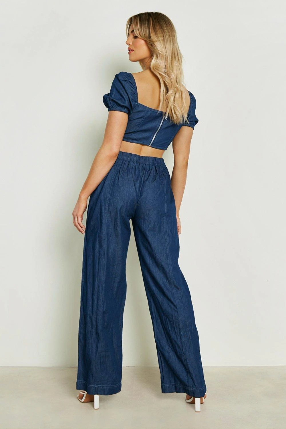 Combinaison Large En Jean à Manches Bouffantes Et Découpes – Image 2