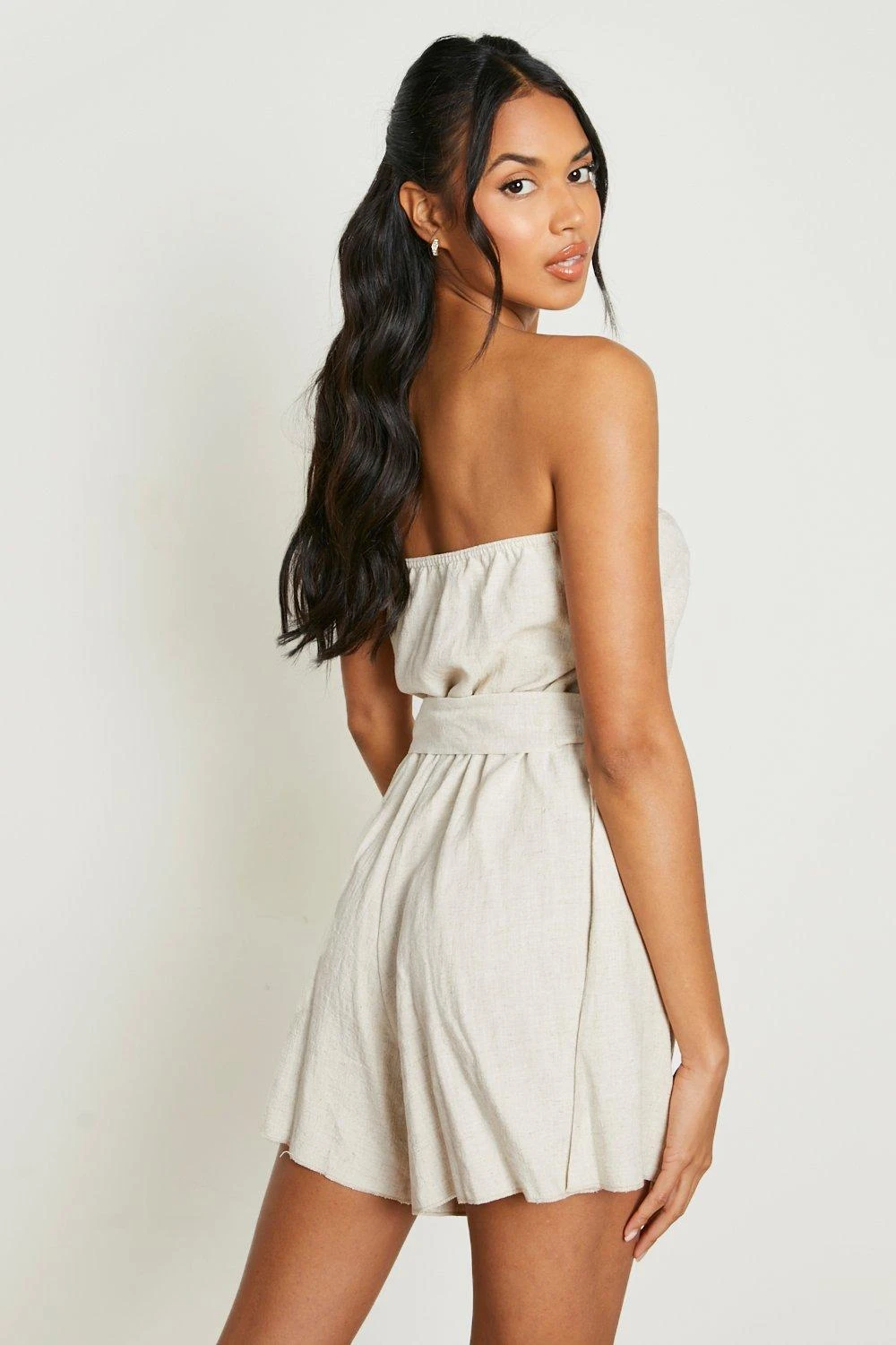 Combishort Effet Lin à Ceinture – Image 2