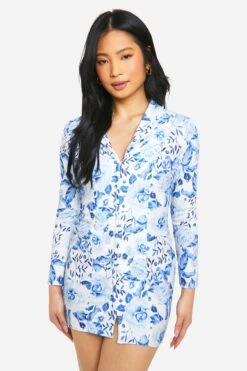 Petite - Robe Blazer à Imprimé Porcelaine