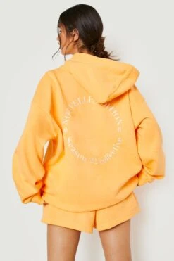 Sweat à Capuche Oversize à Broderie Au Dos