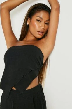 BOOHOO Top Bandeau Asymétrique Effet Lin