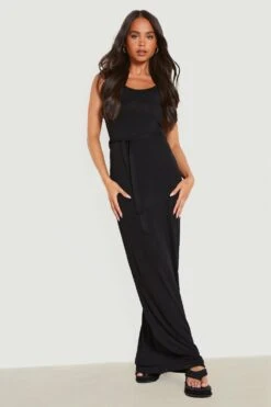 Petite - Robe à Col Rond Et Ceinture