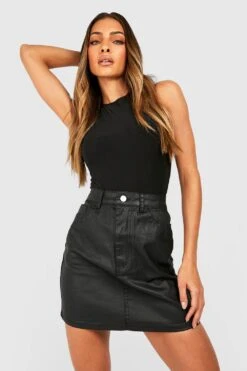 Mini-jupe En Jean Enduit