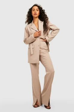 Pantalon Droit Ajusté à Fentes