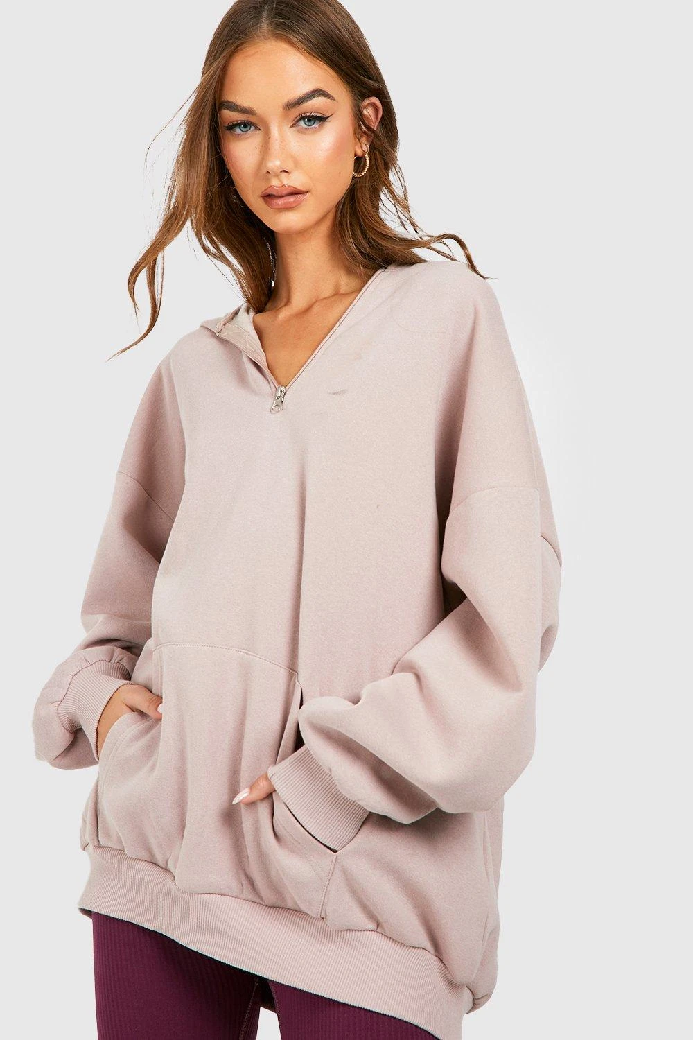 Sweat à Capuche Oversize à Col Zippé