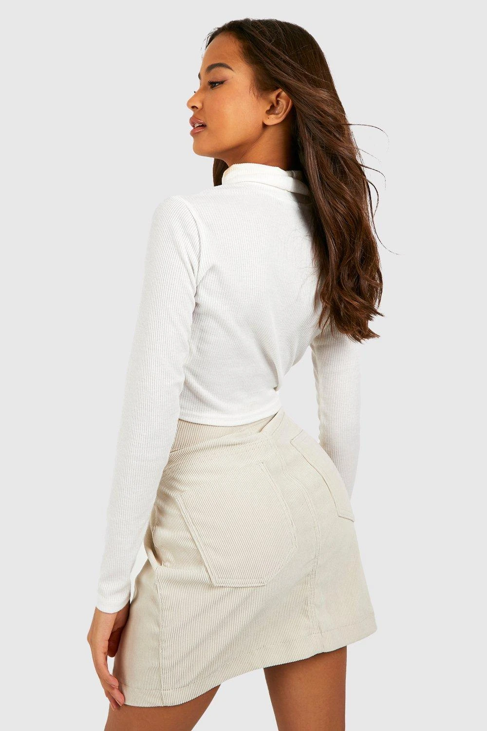 Jupe Boutonnée Taille Haute En Velours Côtelé – Image 2