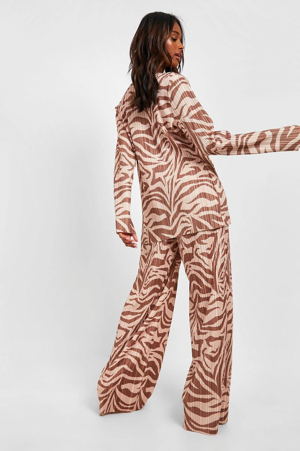 Pantalon Large Plissé à Imprimé Zèbre – Image 2