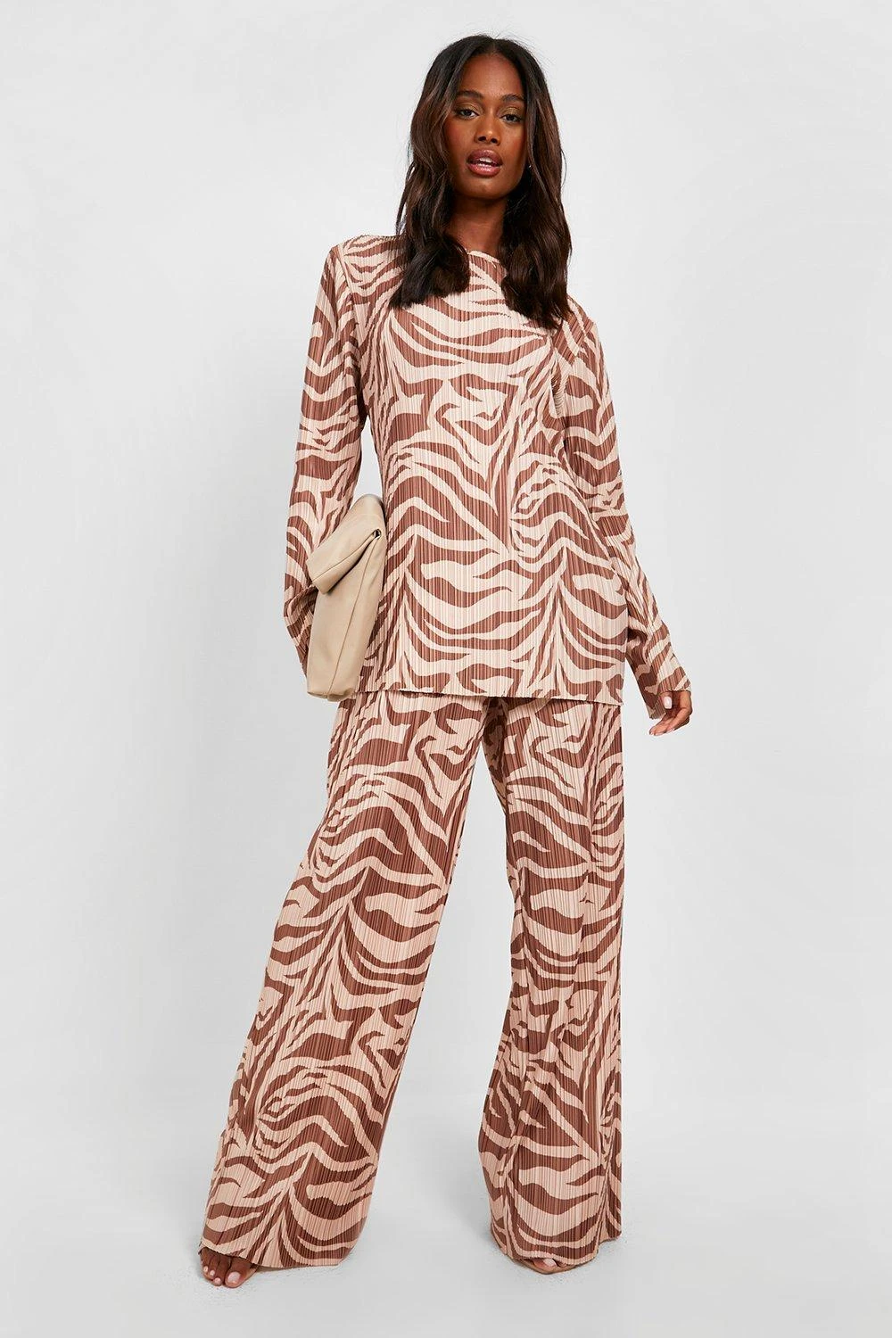 Pantalon Large Plissé à Imprimé Zèbre – Image 3