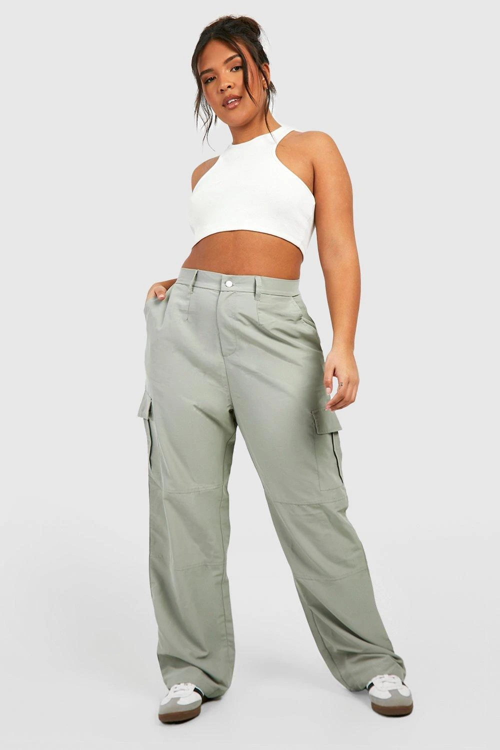 BOOHOO Grande Taille - Pantalon Cargo à Taille Froncée – Image 3