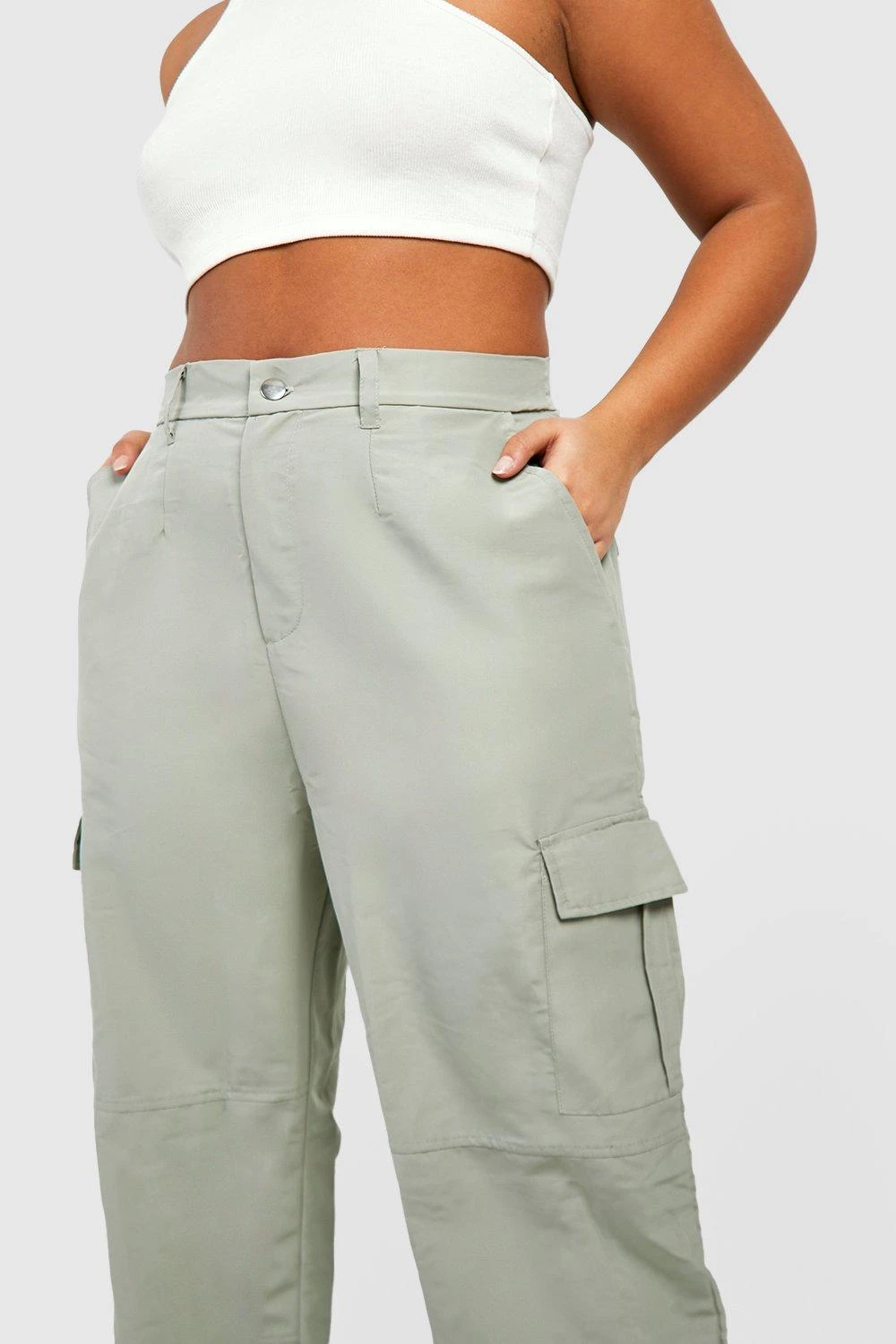 BOOHOO Grande Taille - Pantalon Cargo à Taille Froncée – Image 4