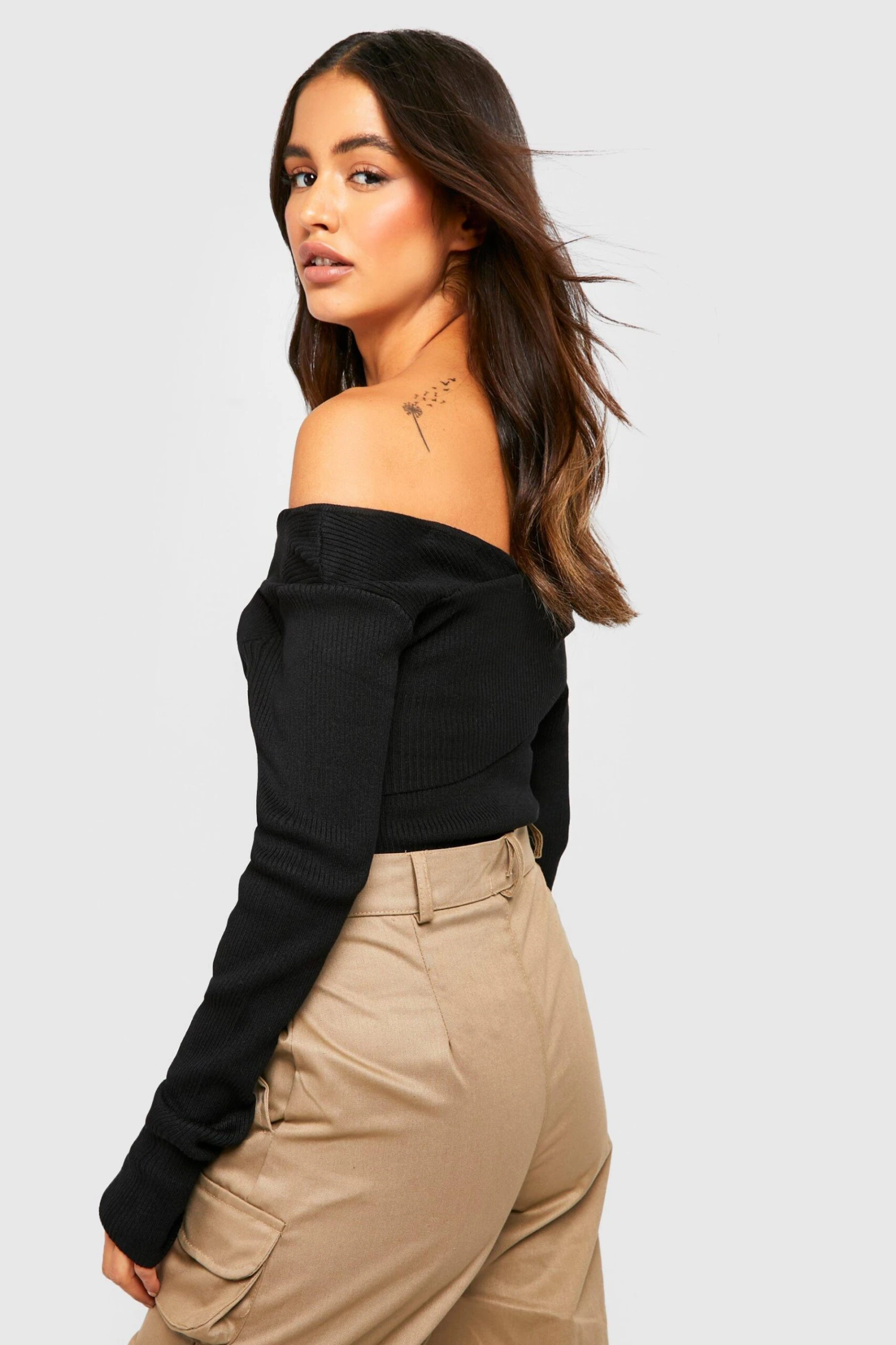 Body Asymétrique En Maille à Col Bateau – Image 2