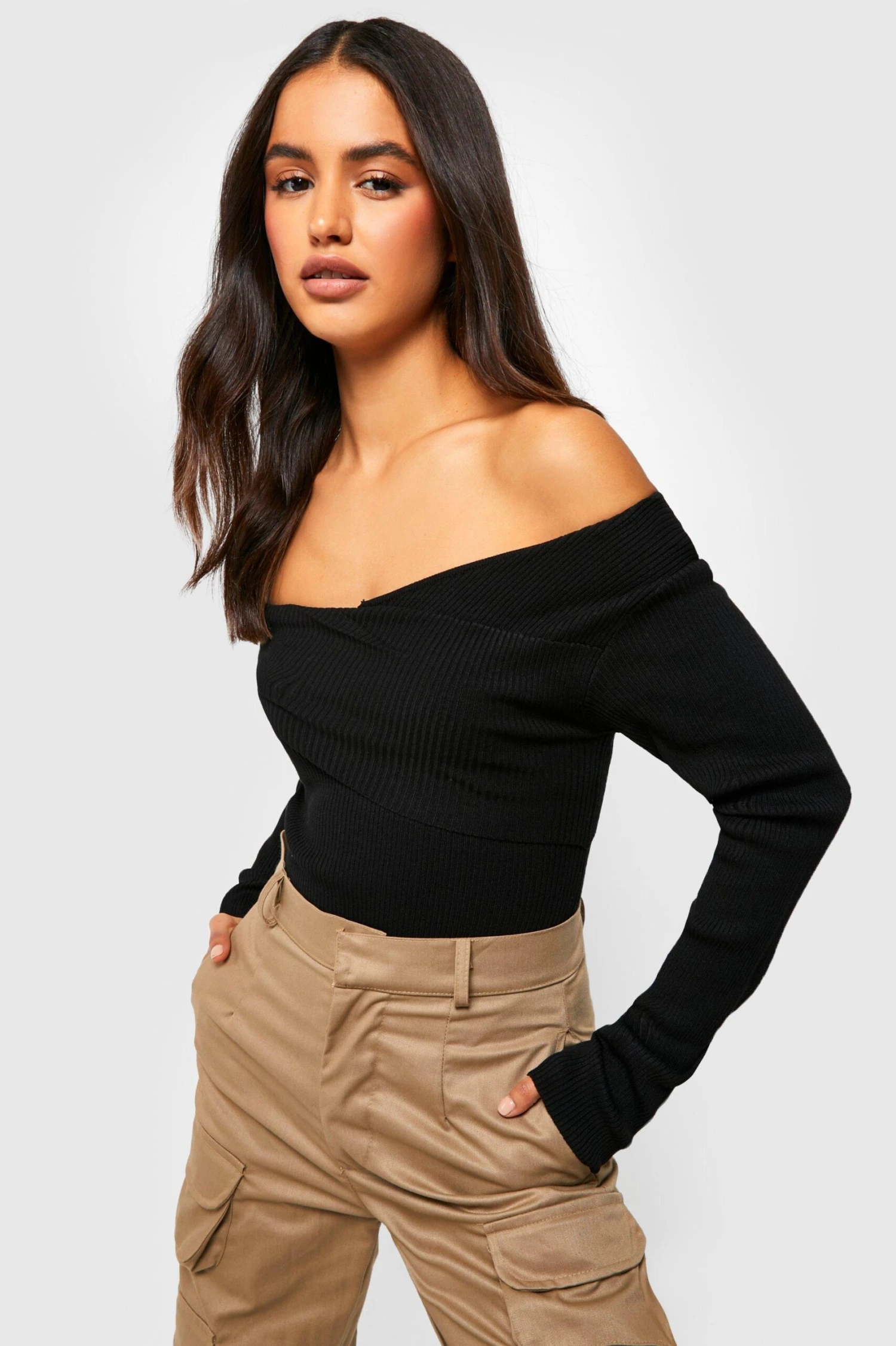 Body Asymétrique En Maille à Col Bateau – Image 3