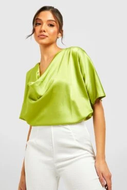 Chemisier Satiné à Col Bénitier Et Manches Courtes