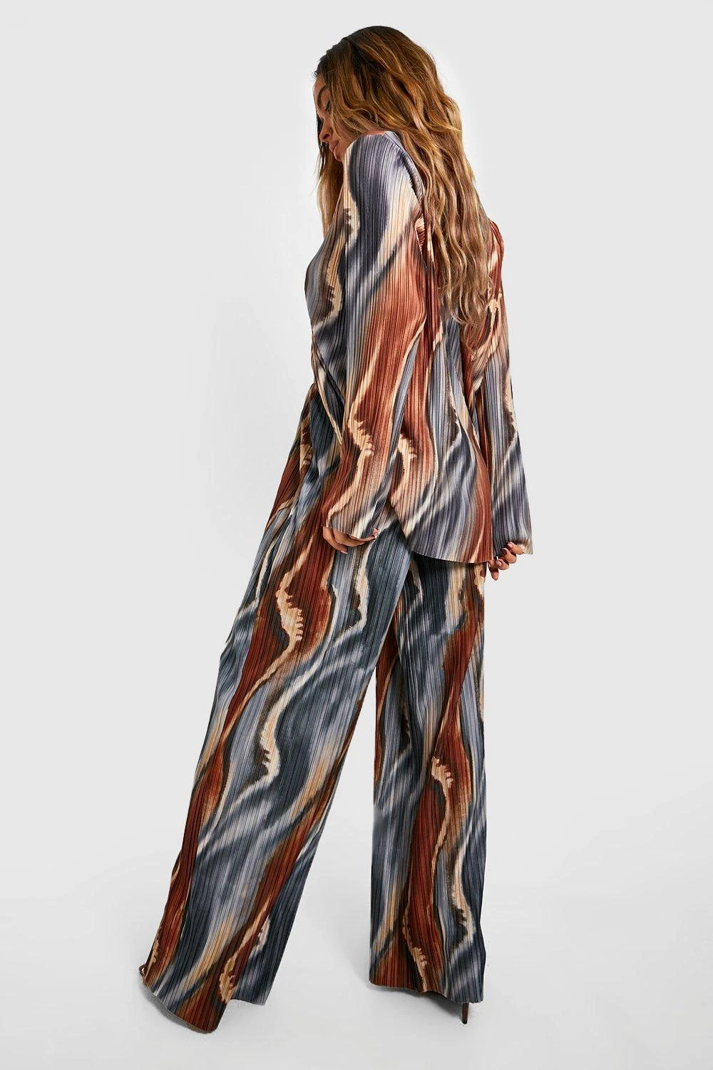 Grande Taille - Pantalon Large Plissé à Imprimé Marbre – Image 2