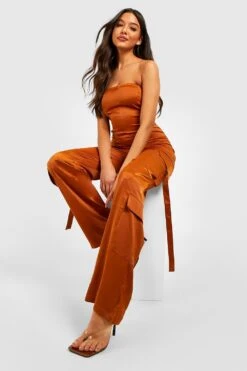 BOOHOO Combinaison Utilitaire Satinée