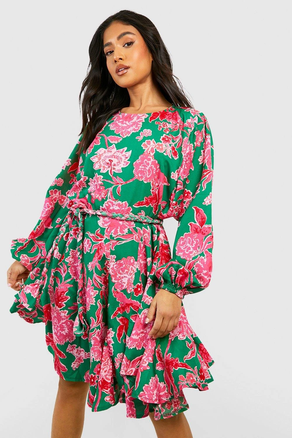 Petite - Robe Patineuse Fleurie Ă Ceinture