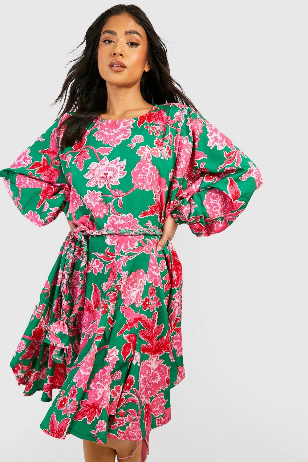 Petite - Robe Patineuse Fleurie à Ceinture – Image 3