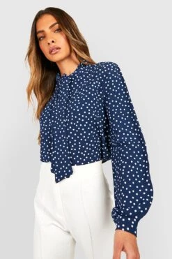 Blouse à Pois Et Nœud Lavallière