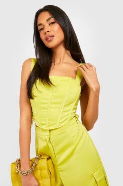 Corset Satiné Texturé à Lacets