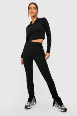 Pantalon Flare Côtelé Fendu