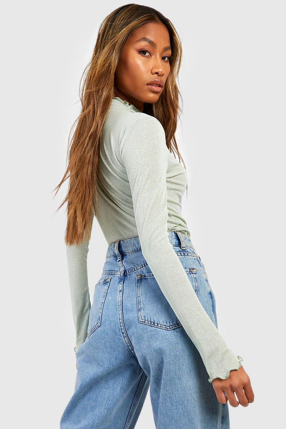 BOOHOO Top Texturé à Col Montant Et Manches Longues – Image 2