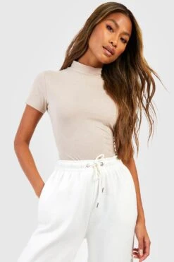 T-shirt En Coton à Col Montant