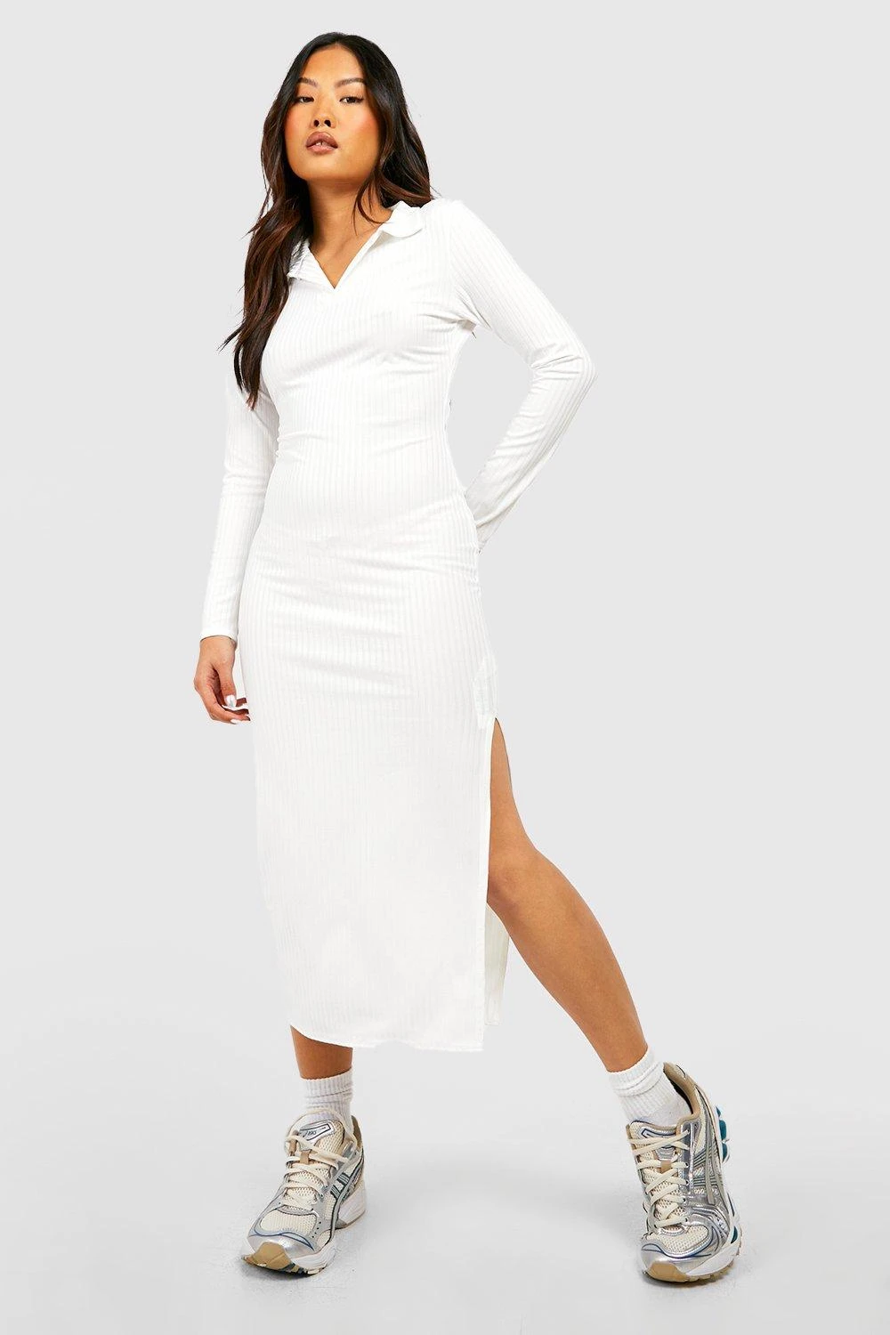 Petite - Robe Côtelée à Ceinture