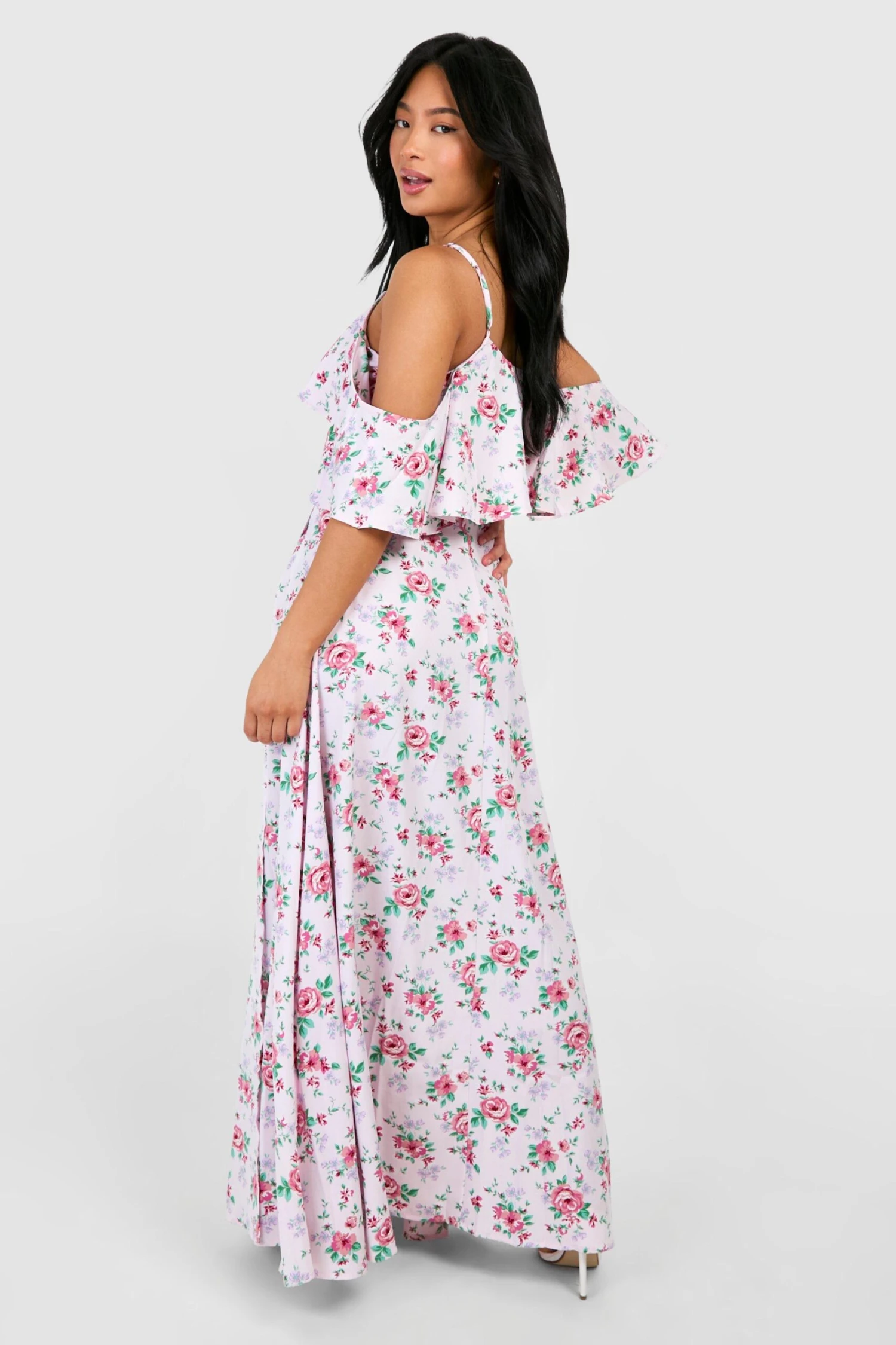 Petite - Robe Longue Fleurie à épaules Dénudées – Image 2
