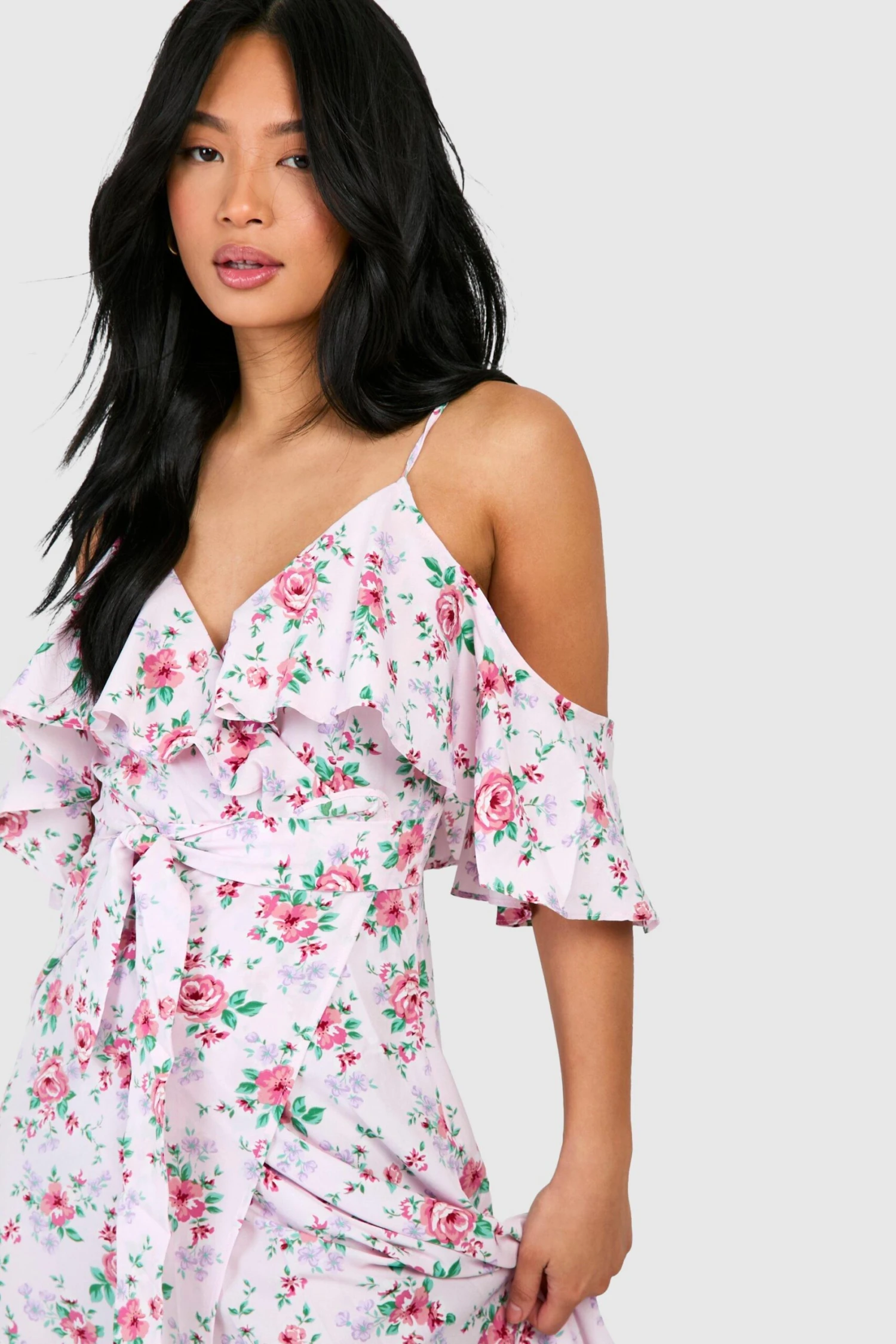 Petite - Robe Longue Fleurie à épaules Dénudées – Image 4