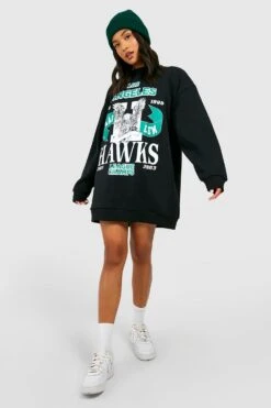 Petite - Robe Sweat Oversize Universitaire à Slogan