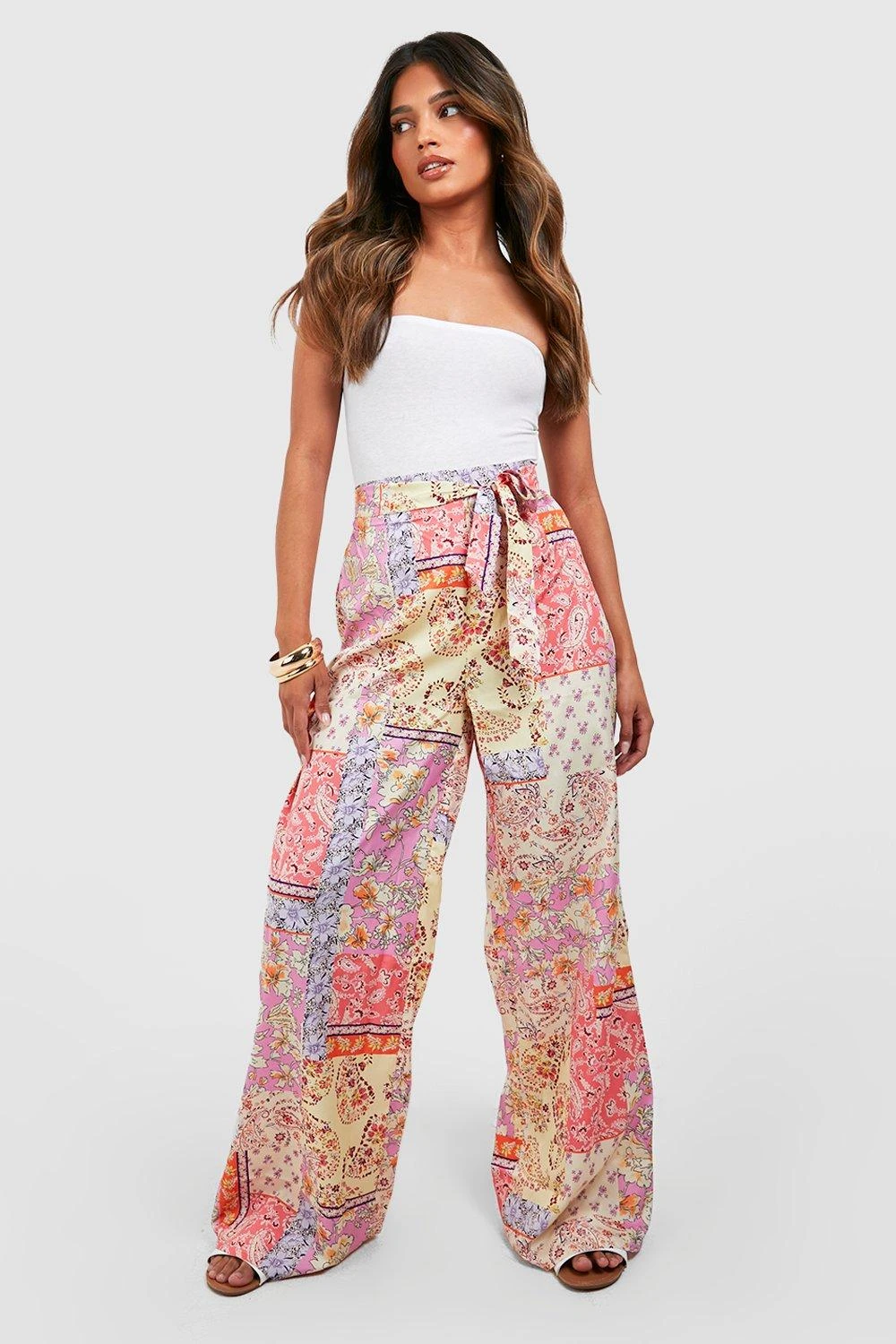 Pantalon Large Noué à Imprimé Cachemire – Image 3