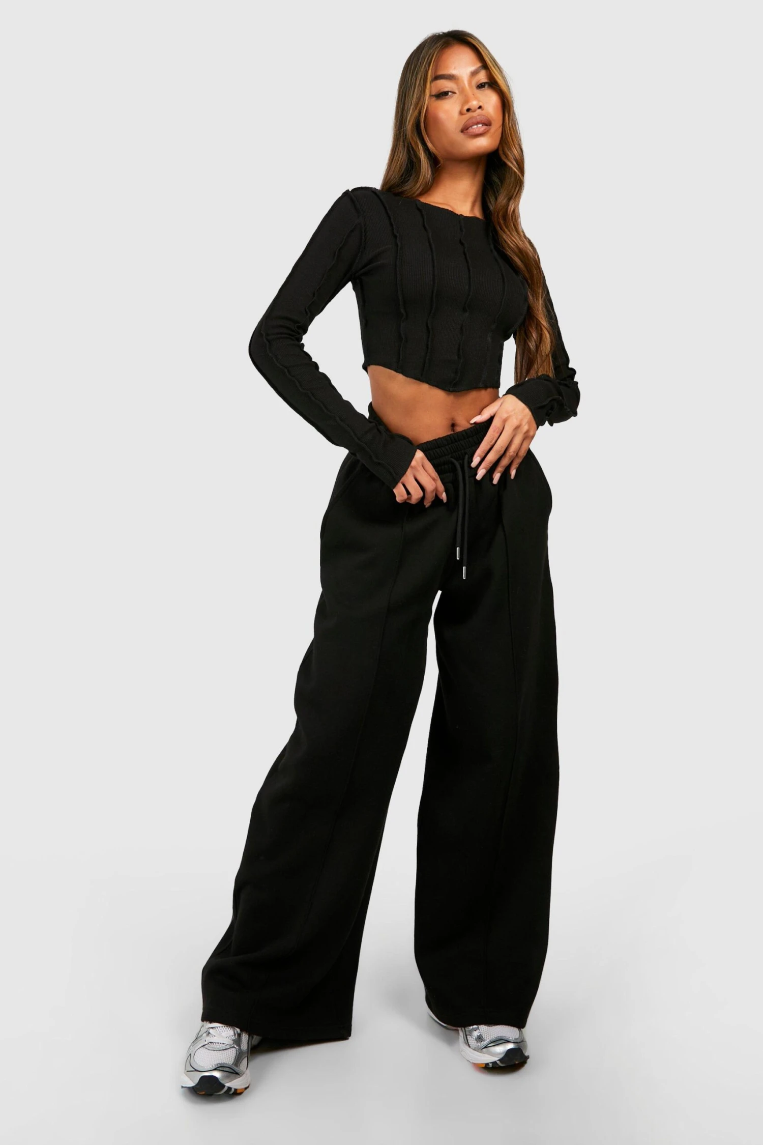 BOOHOO Crop Top Côtelé à Coutures Apparentes – Image 3