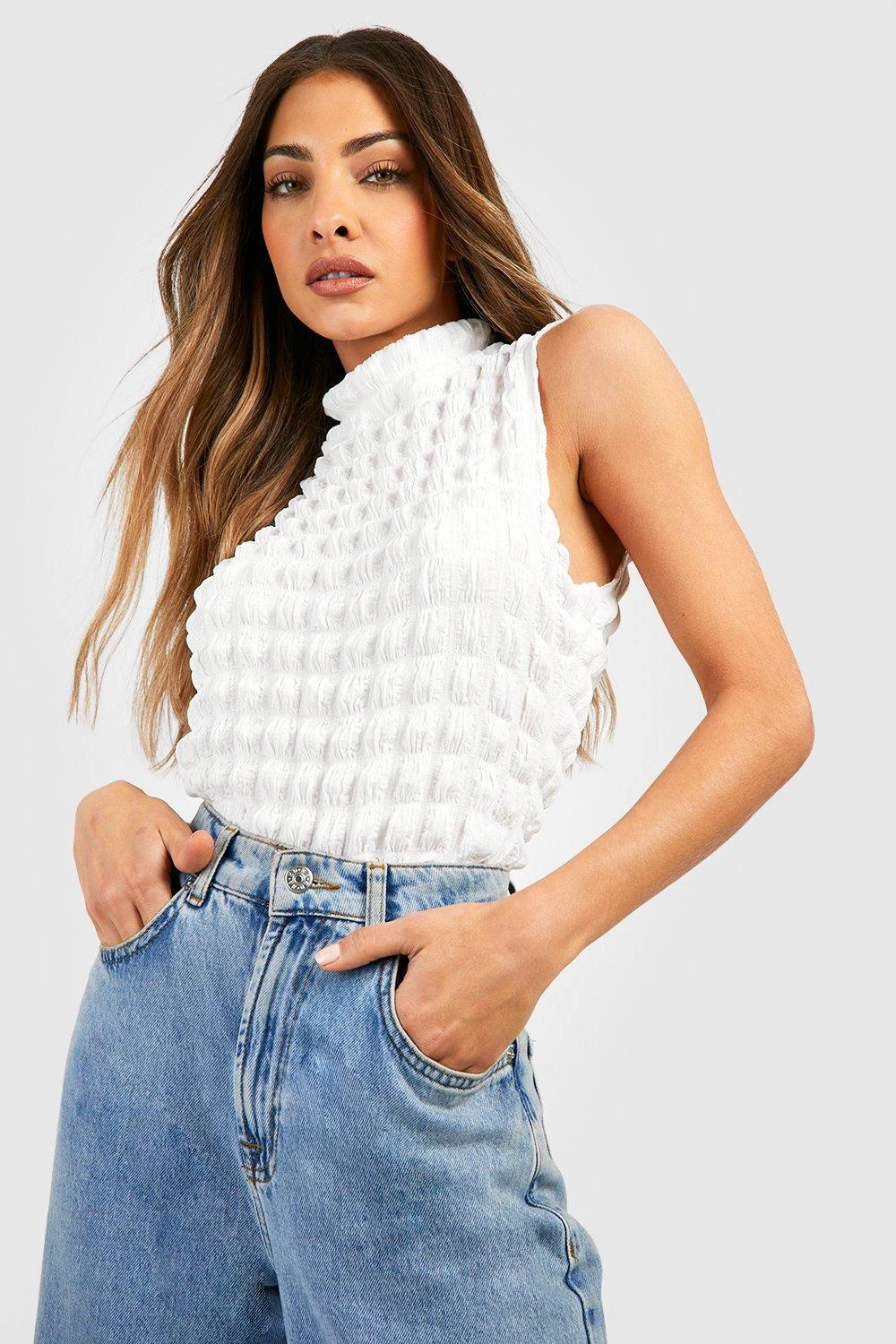 Top Texturé En Jersey à Col Montant – Image 3