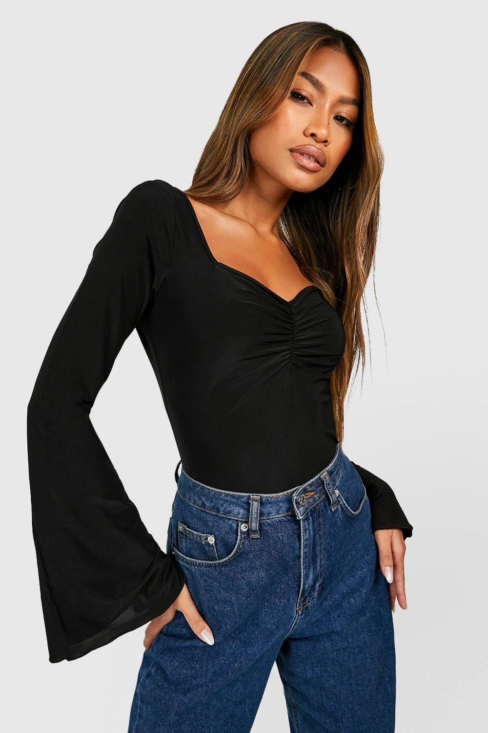 Corset à Ourlet Volanté Et Manches Longues