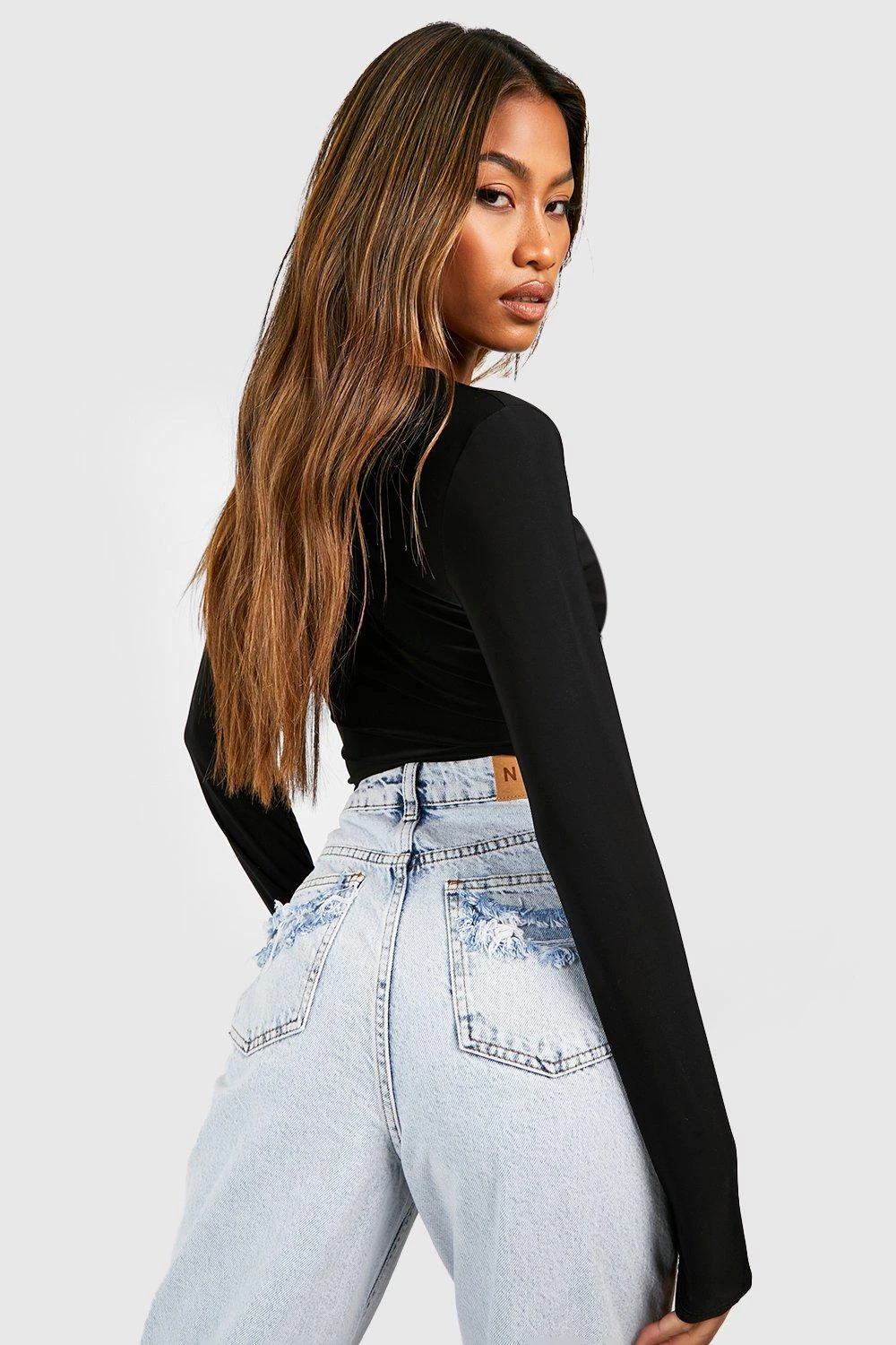 Top Drapé Soyeux à Manches Longues – Image 2