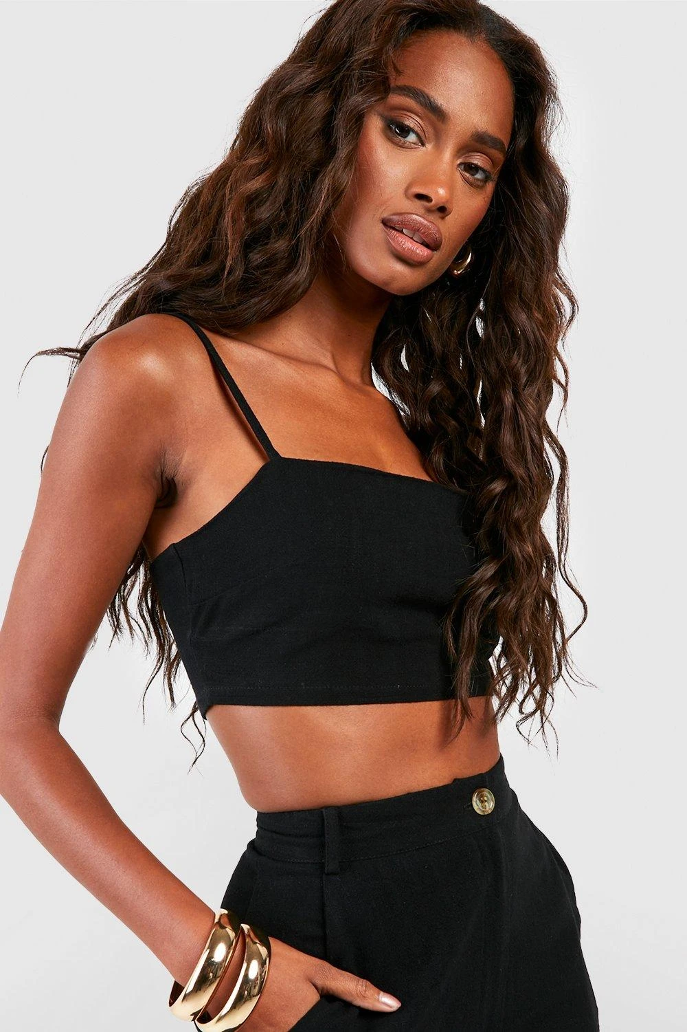 Crop Top En Lin Ă Bretelles Fines