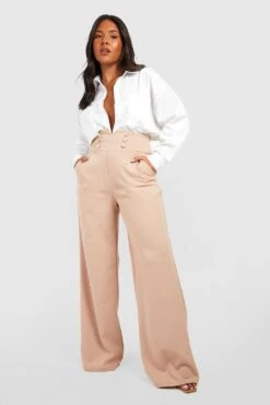 BOOHOO Grande Taille - Pantalon Large Boutonné