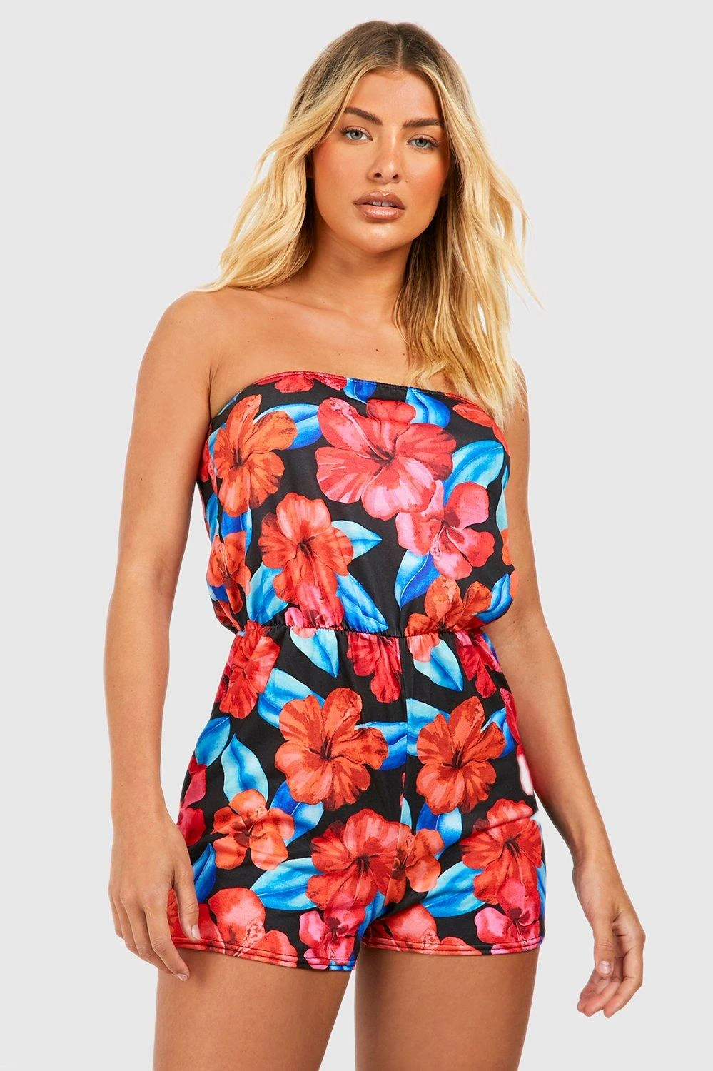 Combishort Bandeau Fleuri En Jersey